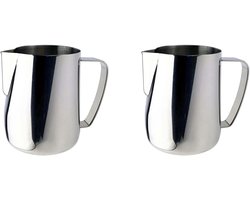 Melkopschuimkan - Opschuim Pitcher - Koffie Bereiden - Dubbele Punt - 350ml - Zilver