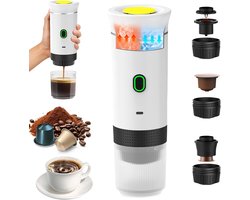 Koffiezetapparaat - Wit - 3-in-1 espressomachine voor capsules en gemalen koffie - Snelle verwarming - Voor Thuis, Kantoor en Reizen