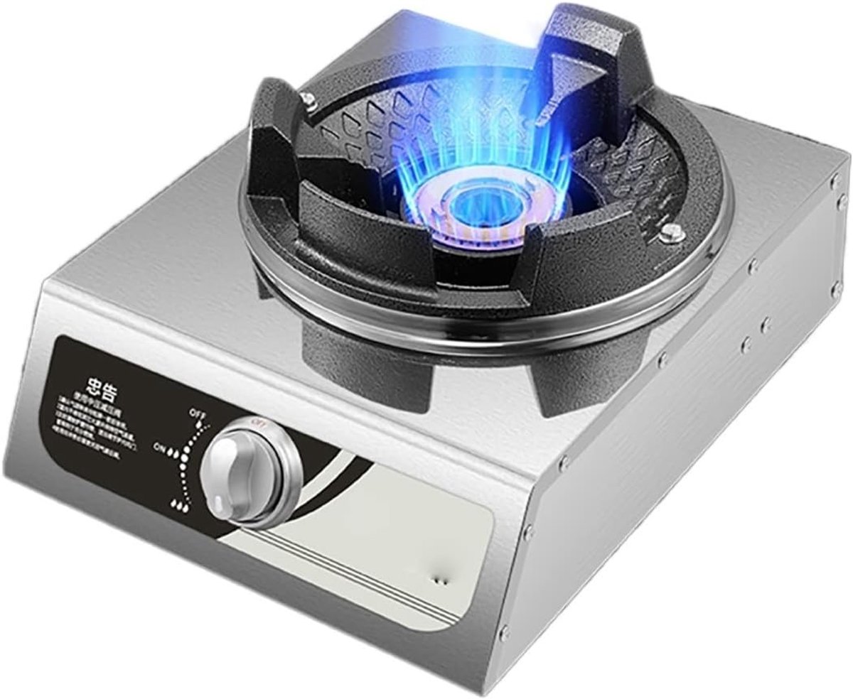 Gaskookplaat Enkele Brander - Draagbaar Gasfornuis Kookring - Commercieel Koken - Roestvrij Staal Gietijzer - 40kW - Zilver