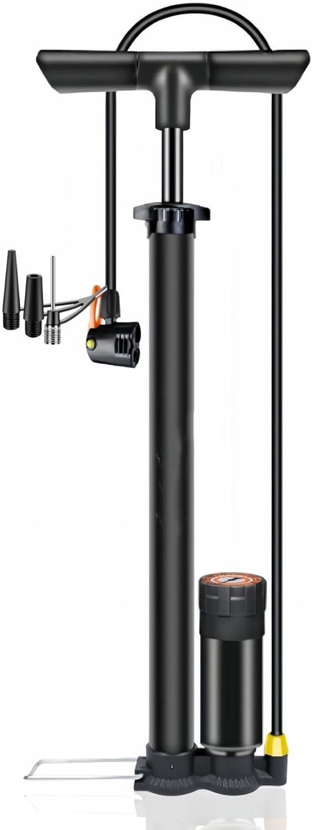 Fietspomp voor alle ventielen - Koolstofstaal - Manometer tot 160 PSI - Duurzaam en veelzijdig - Voor Fietsen en Opblaasbare Artikelen