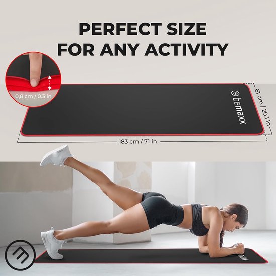 Fitnessmat + Draagriem - Extra dikke sportmat Gymnastiekmat antislip - Trainingsmat Yogamat Pilatesmat Gymmat Yoga Fitness - Sport Gymnastiek Workouts - 183x61cm Zwart Yoga mat van Avento — afbeelding 2