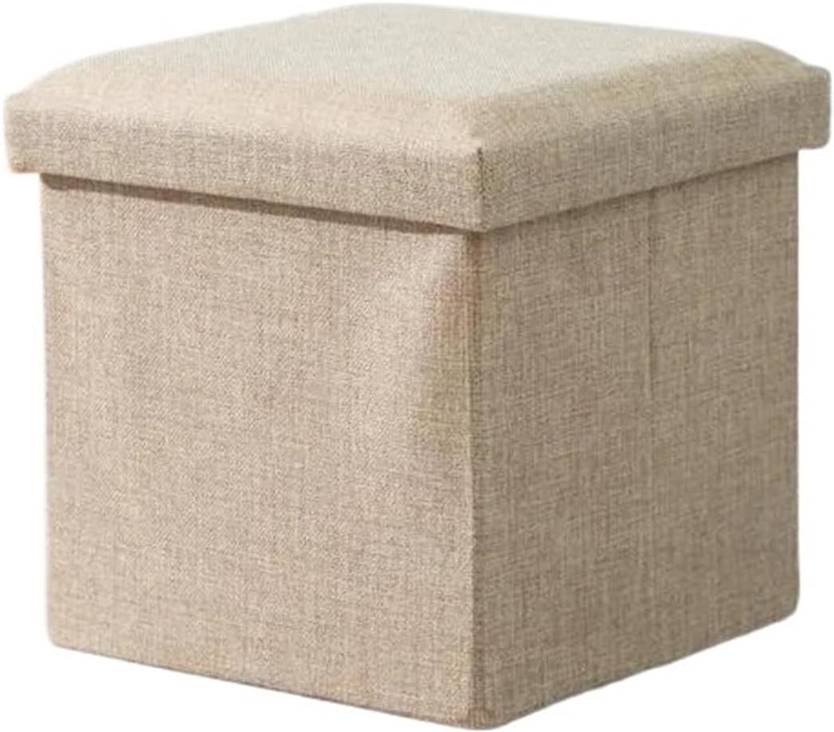 Opbergkruk - Ottomaanse Poef - Ruimte Besparen - Opvouwbaar Ontwerp - 38x38x38cm - Beige