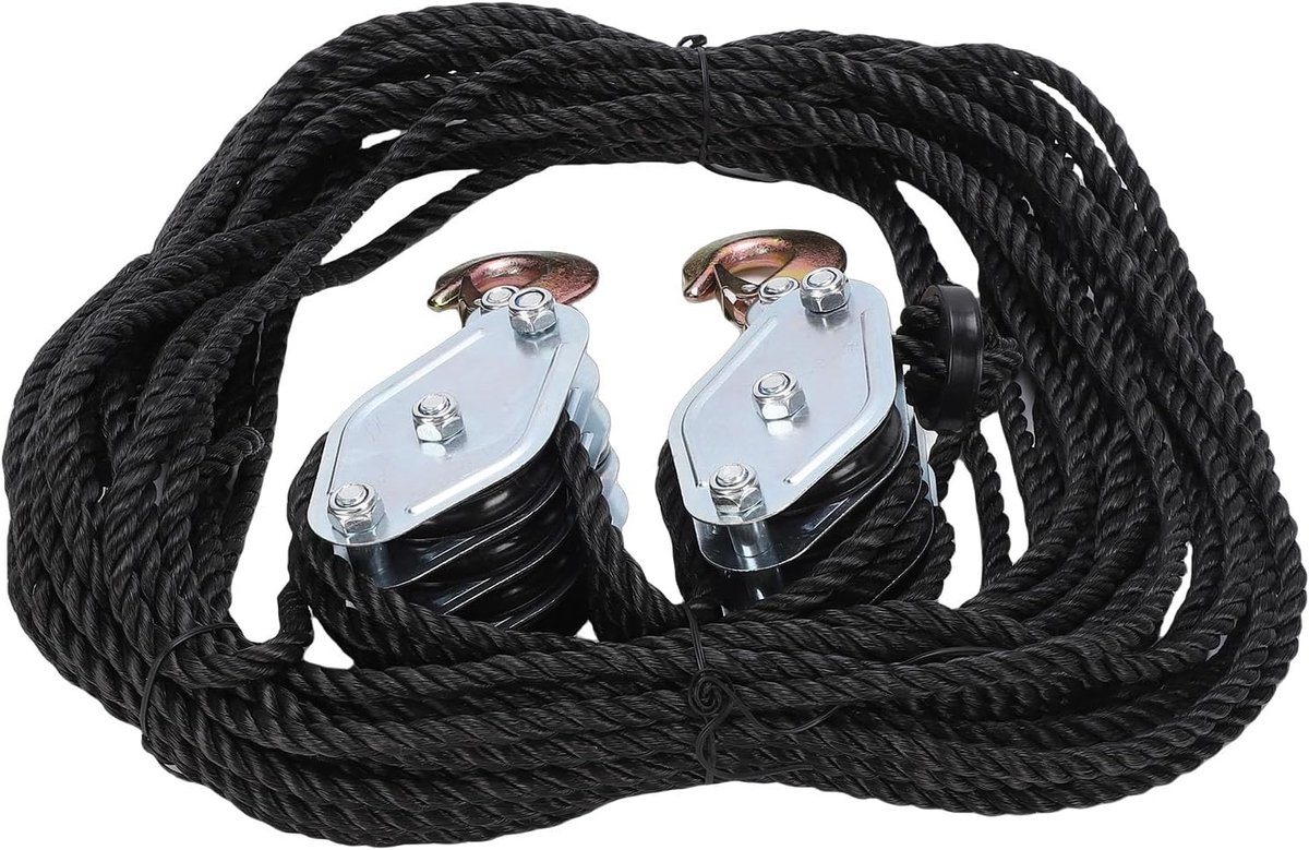 Takel Katrolsysteem - Hefsysteem Touwlier - Zware Lasten Hefen - 8:1 Mechanisch Voordeel - 2200 LB - Zilver