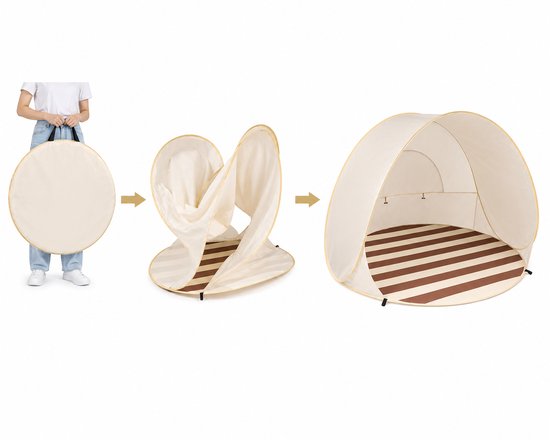 Home & Marker - Pop-up Strandtent - UPF 50+ UV-Bescherming - Strandschelp & Zonnetent voor Baby, Kind en Gezin - 120x120x100 cm - Inclusief Draagtas & Haringen - POPYTENT van Home & Marker — afbeelding 2