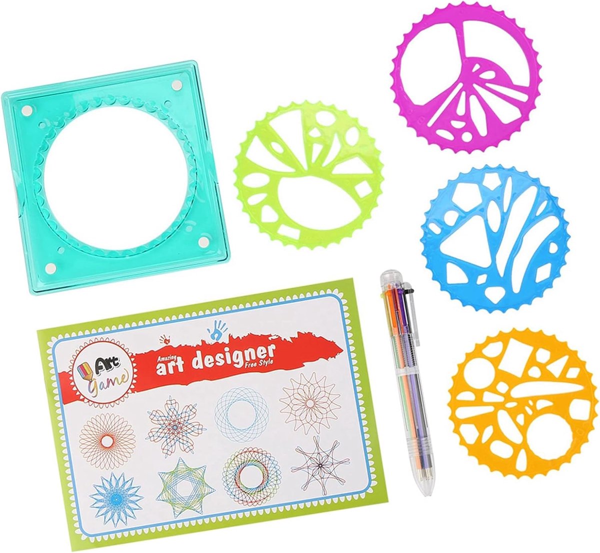 Tekengereedschap Liniaalset - Patroon Sjabloon - Kunst Patronen Maken - Lichtgewicht Plastic - 23 x 5 cm - Meerdere Kleuren