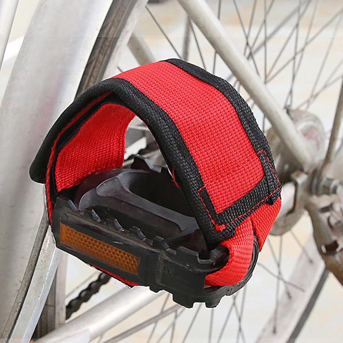 Pedaalriemen Hometrainer - Fietsvoetriemen - Stabiliteit Verbeteren - Verstelbaar Klittenband - 41.8 x 5.2 cm - Rood
