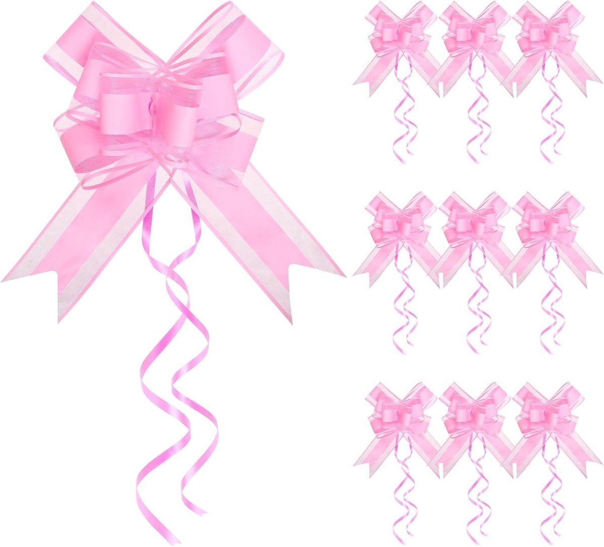 Grote Decoratieve Strikken voor Verpakking - 10 Stuks van 21 cm voor Cadeaus, Bruiloften en Feestdecoratie (Donkerroze)