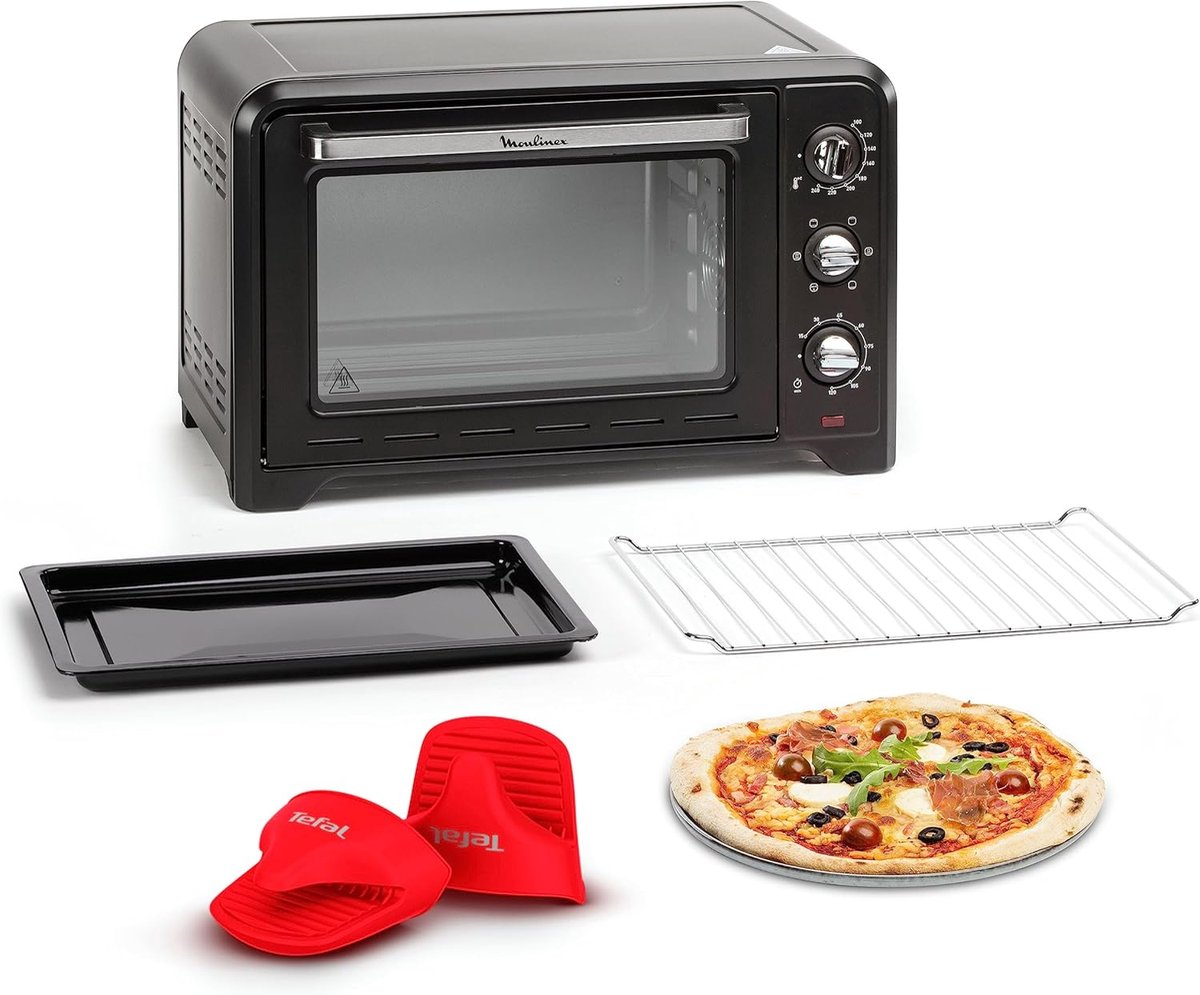 Aanrechtoven Convectie - Mini Oven Hetelucht - Snel Koken - 6 Kookmodi - 33 L - Zwart