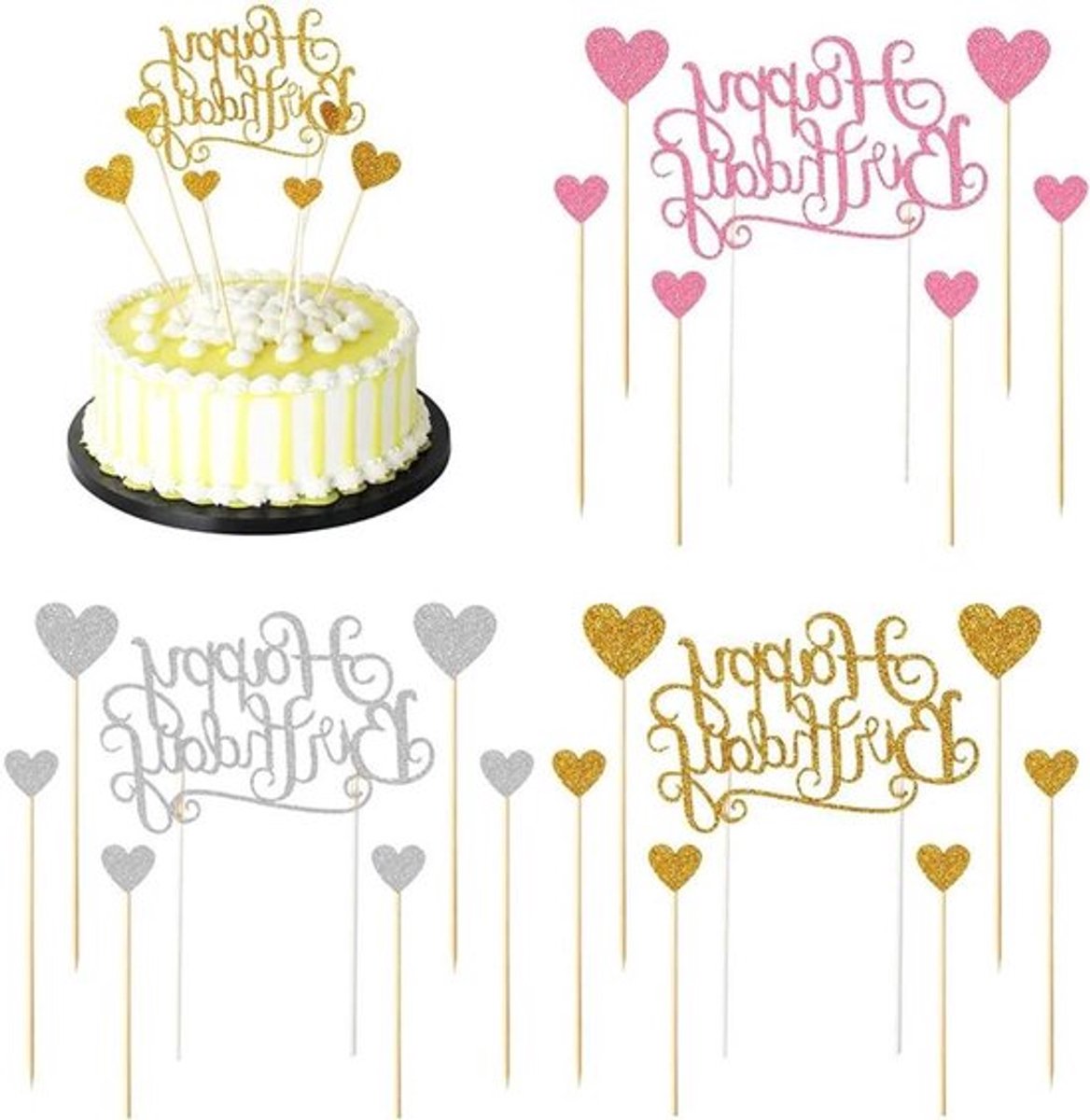 Allecto Plus - Glitter Taart - Verjaardagstaart Decoraties - Dessert