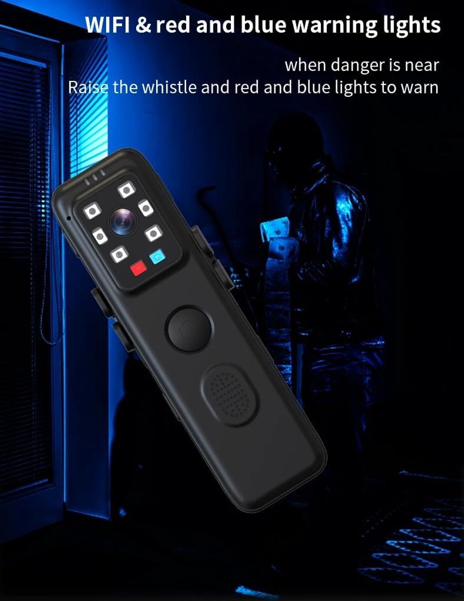 Bodycam - Draagbare Camera - Veilige Opnames - Infrarood Nachtvisie - 16GB Micro-SD - Zwart