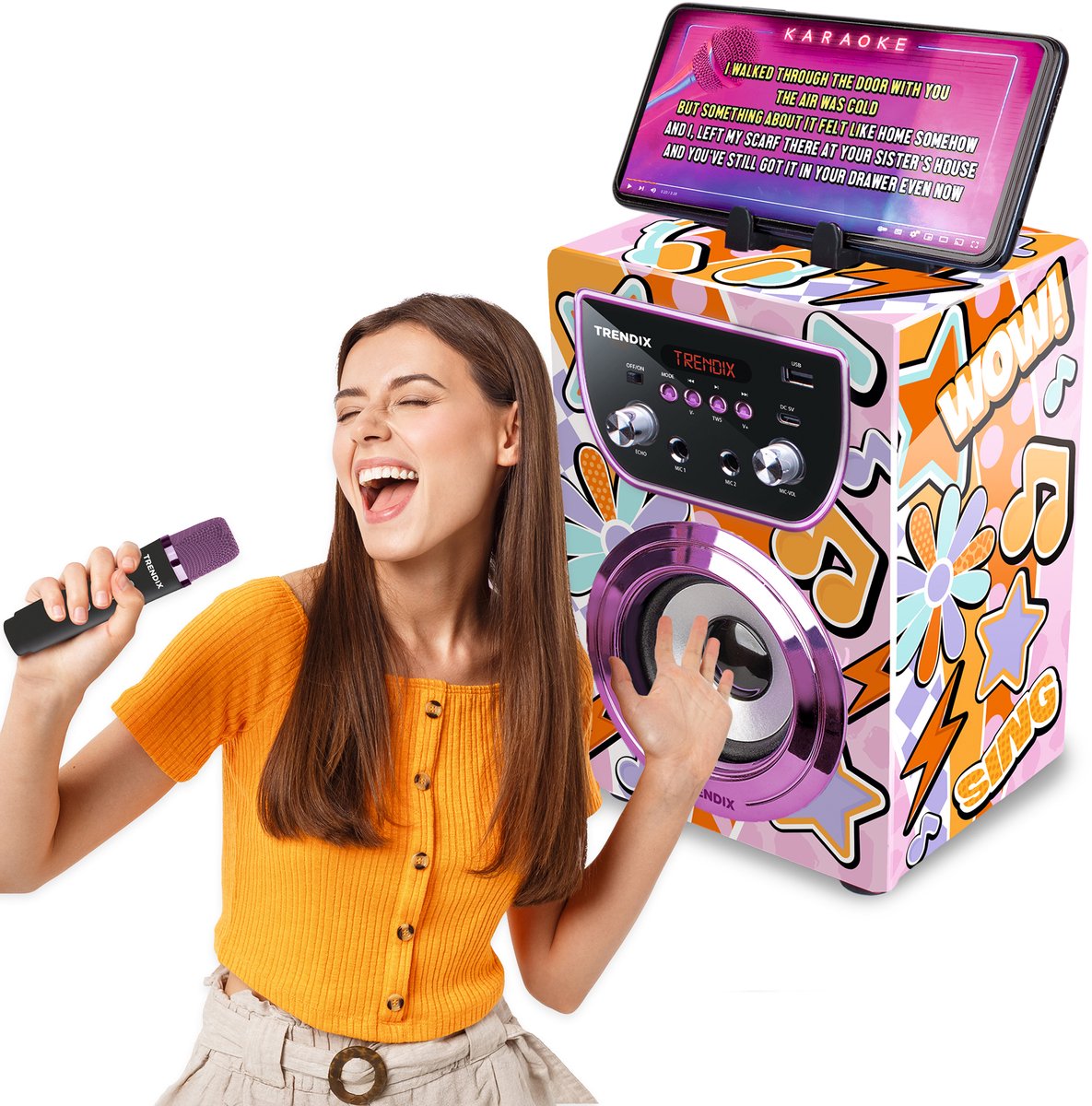Trendix - Magic Melody Karaoke Speaker - Bluetooth Speaker met 2 Draadloze Microfoons