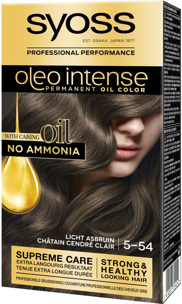 Bol.com Syoss Oleo Intense 5-54 Haarverf - Licht Asbruin - Permanente Haarkleuring - Ammoniakvrij - Met Voedende Oliën - 100% Gr... aanbieding
