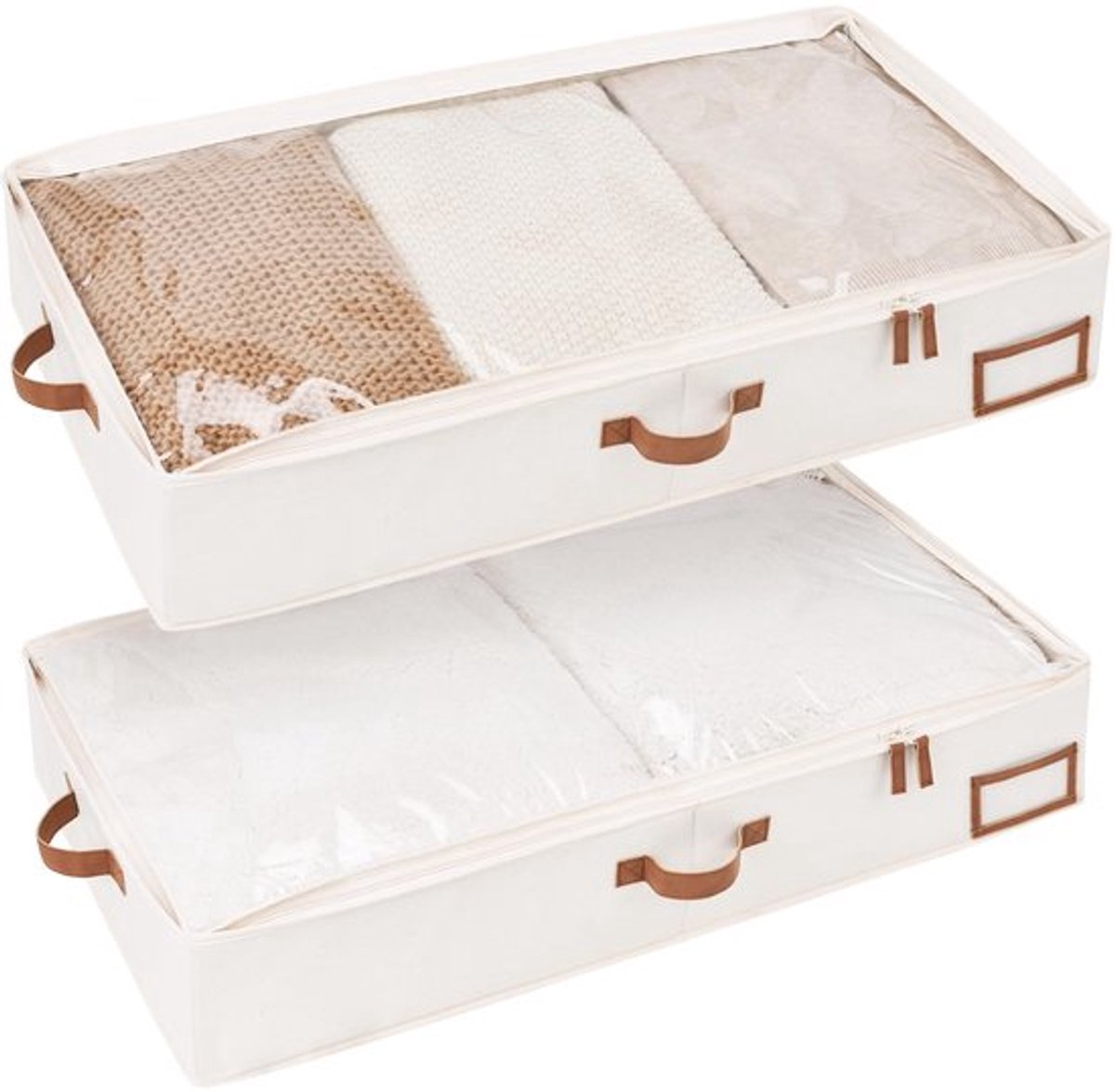 Allecto - Opbergboxen onder bed - Ruimtebesparende opbergdozen - Beige
