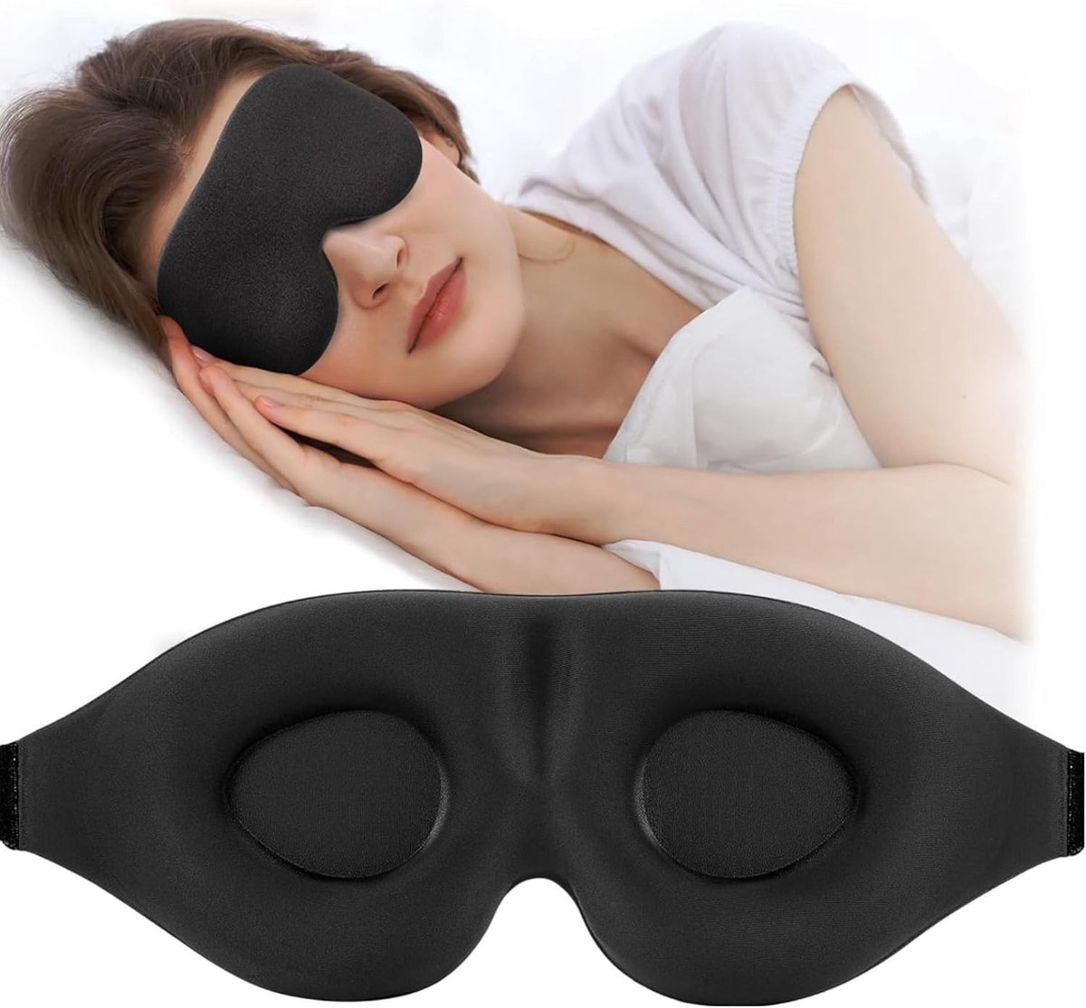 Slaapmasker 3D - Zwart - 100% Lichtblokkerend - Ademend en Verkoelend - Voor Mannen en Vrouwen