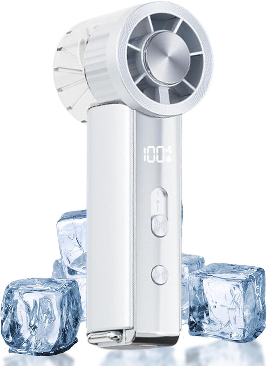 Draagbare Ventilator - Zakformaat Koeler - Persoonlijke Verkoeling - Digitaal Display - 12.8 cm - Wit