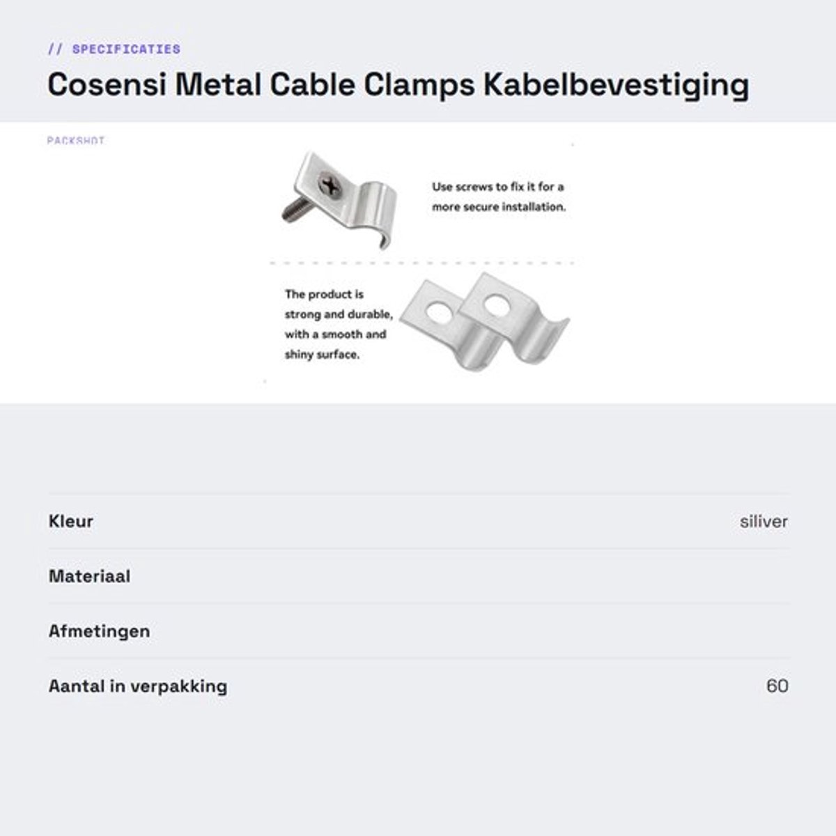 NTHProducts - Metal Cable Clamps - Kabelbevestiging - Duurzaam en sterk - 18 mm