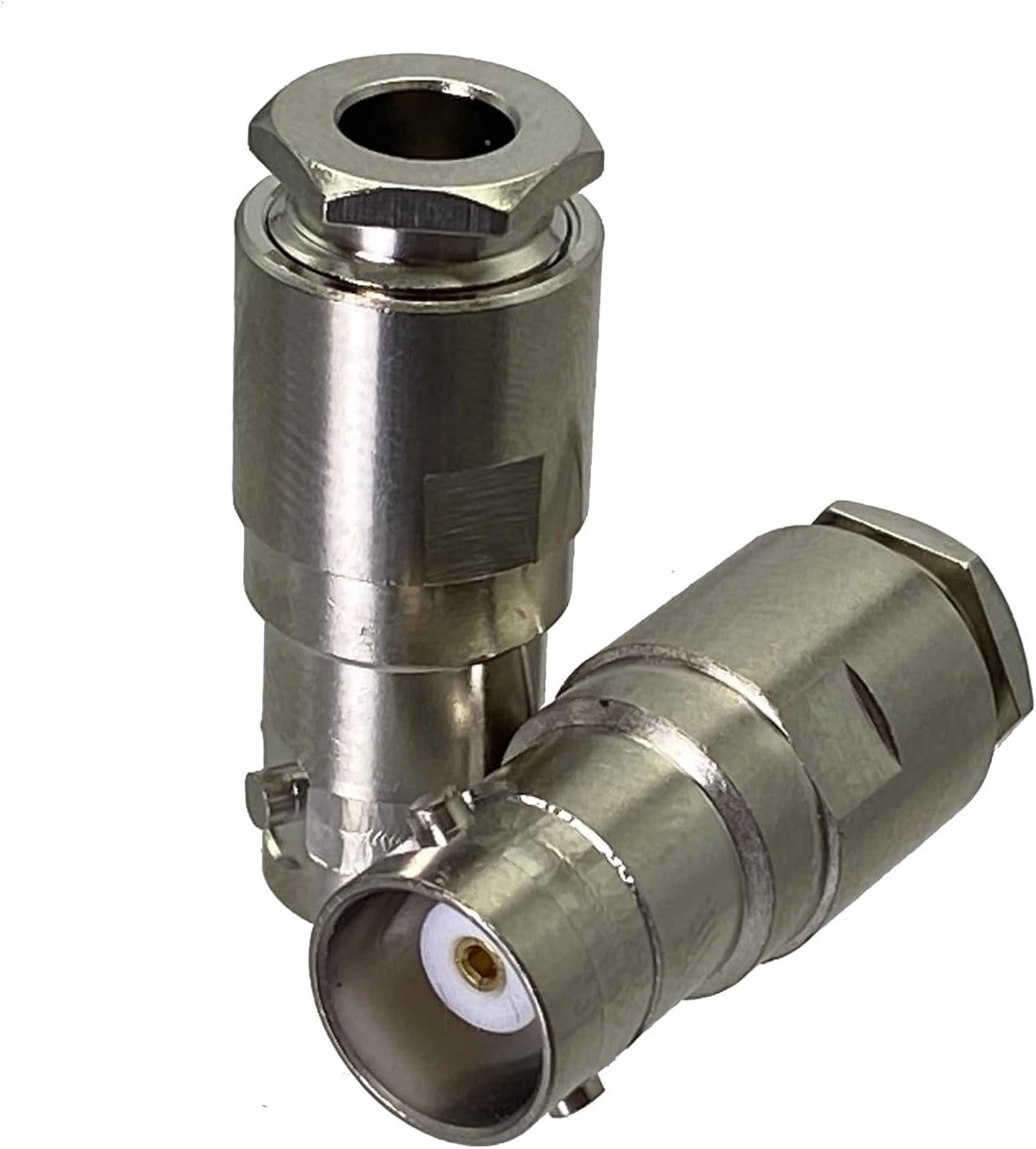 BNC Connector Set - Coaxiale Adapter RF Connector - Kabel Verbindingen - Vrouwelijke Jack Klem - 2 Stuks - Zilverkleurig