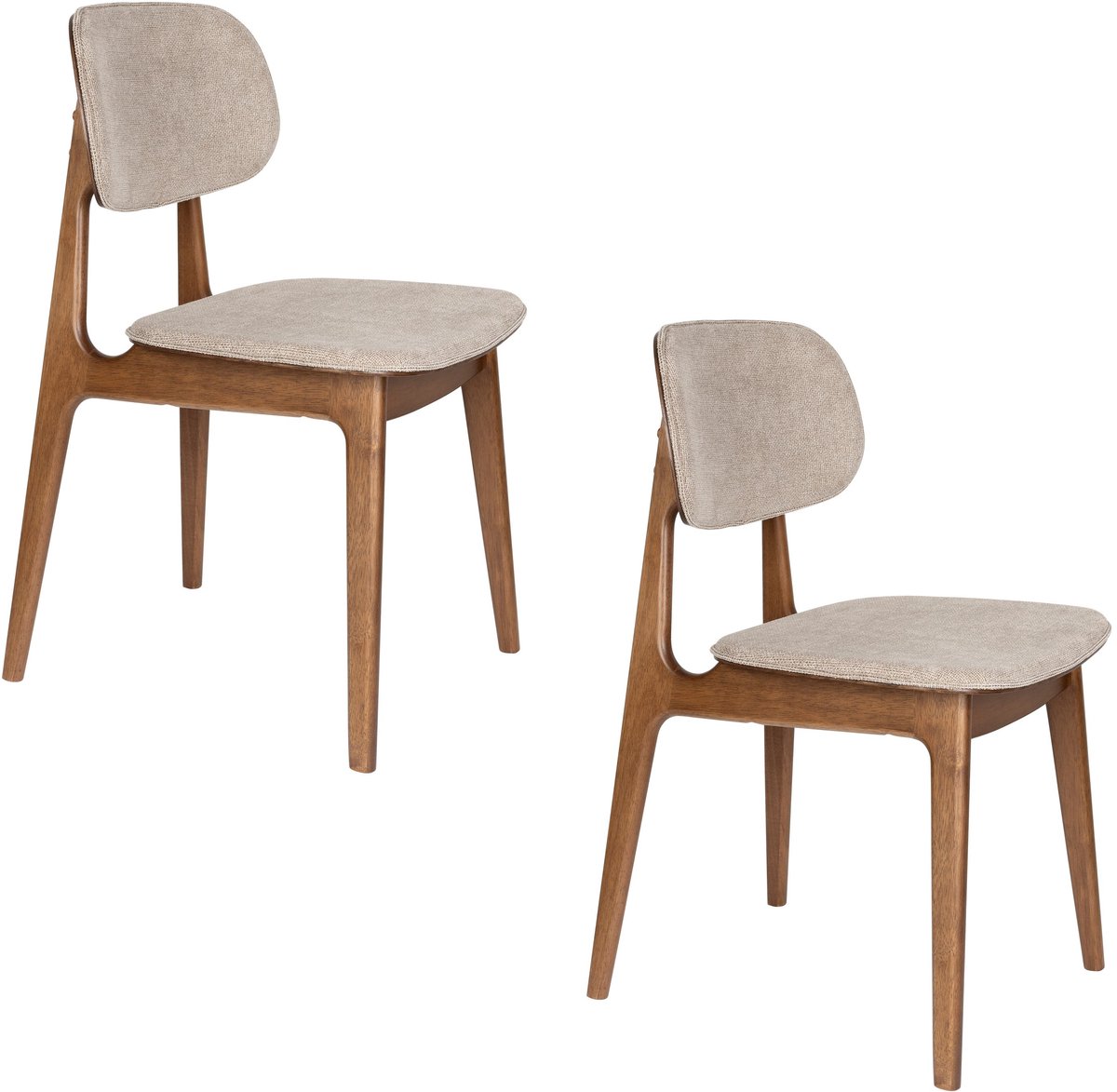 Dutchbone Marais Eetkamerstoelen Walnoot kleur/Beige - Set van 2