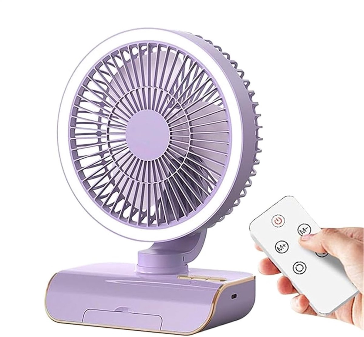 LISM-Miniatuur bureauventilator met luchtkoeling en ABS-structuur, instelbare snelheid, geschikt voor diverse ruimtes en lage bureaus (paars, 4000mA).