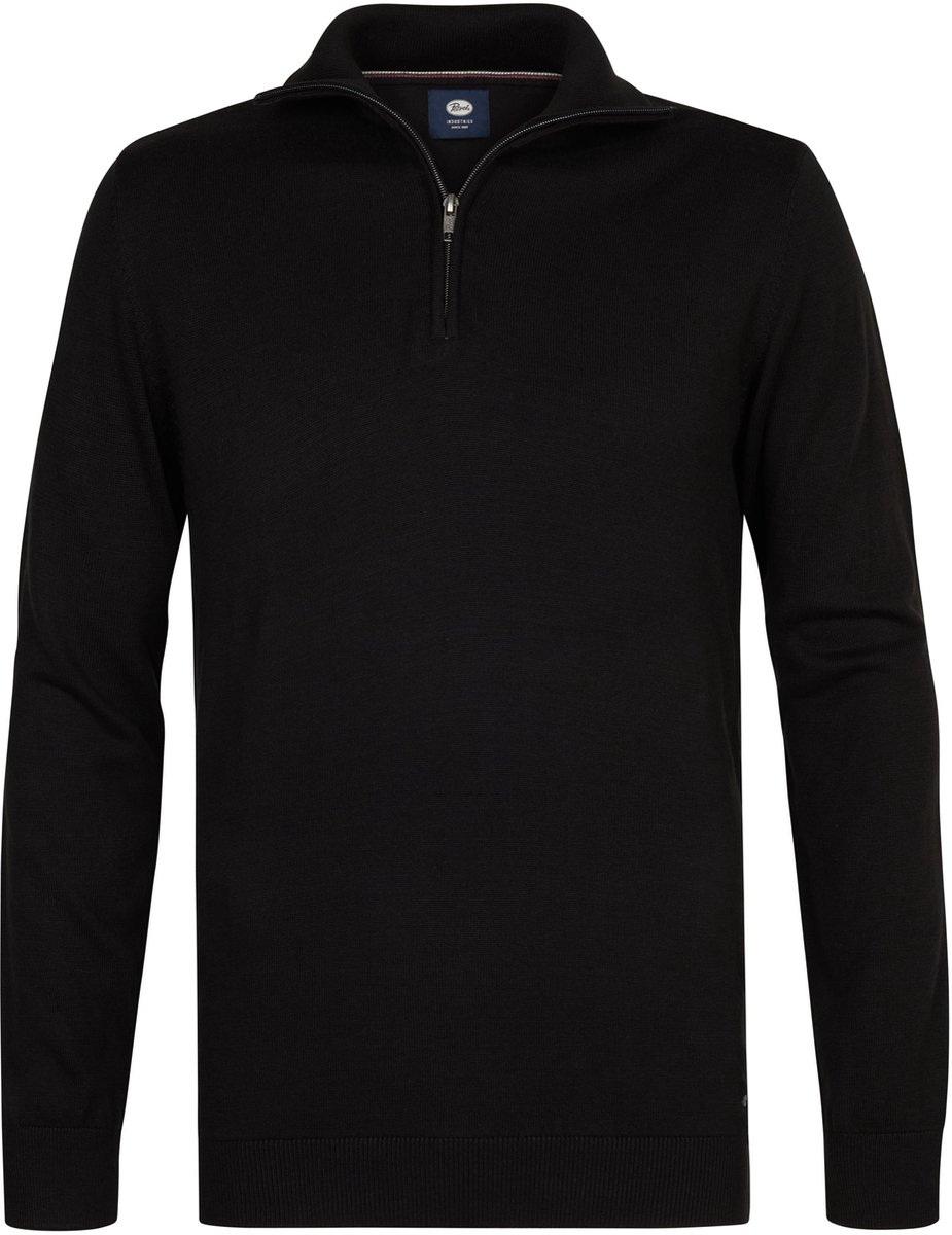 Petrol Industries - Heren Fijngebreide half-zip trui wheel - Zwart - Maat S