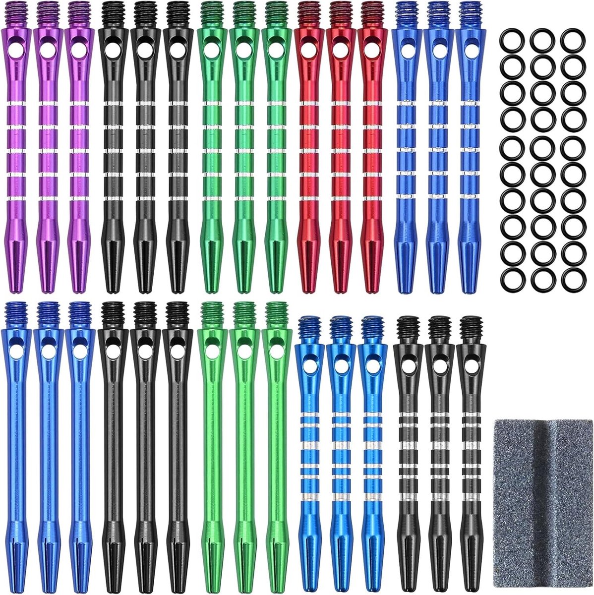 Dart Shafts 2BA 30 Stuks Aluminium met Rubber Ring en Slijpsteen voor Dartpijlen 50/53 mm Accessoires