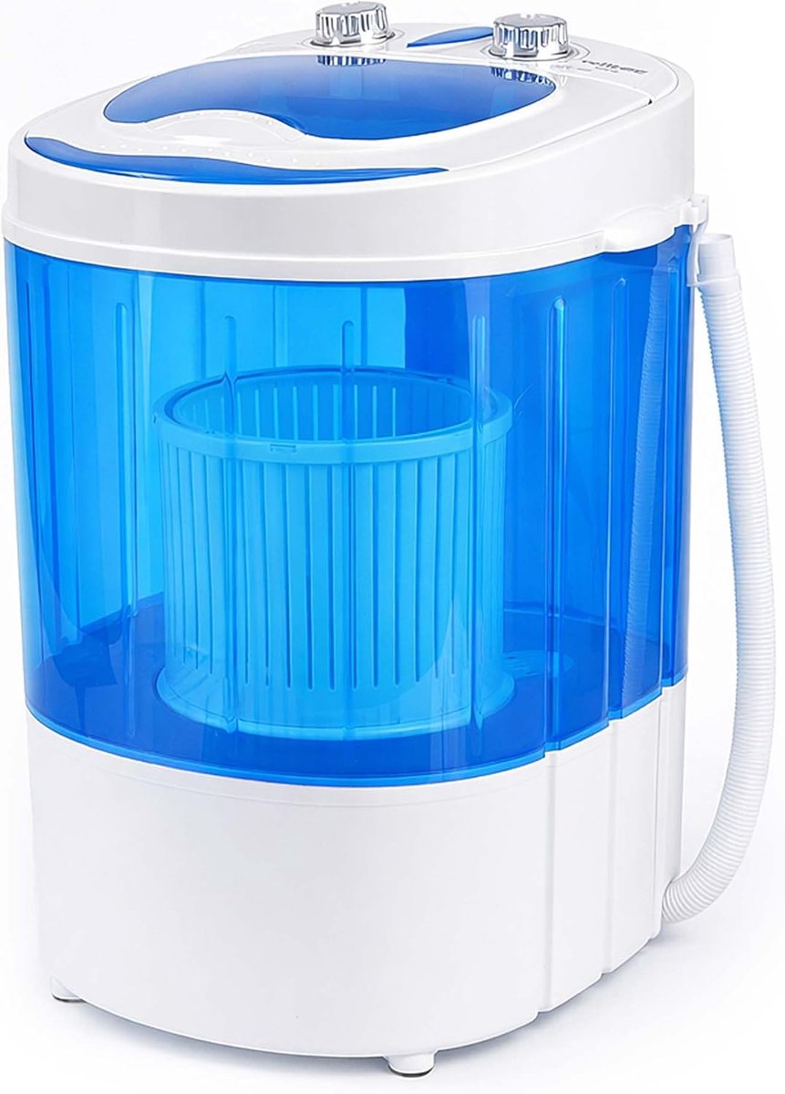 Campingwasmachine Mini wasmachine Wassen en centrifugeren Handmatige watertoevoer 3 kg capaciteit Blauw