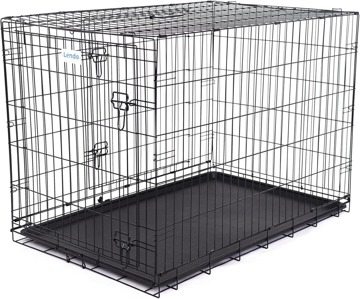 Opvouwbare Hondenbench - Hondenhok Kattenbak - Veilig Transport - Met Onderbak - 107x71x78cm - Zwart