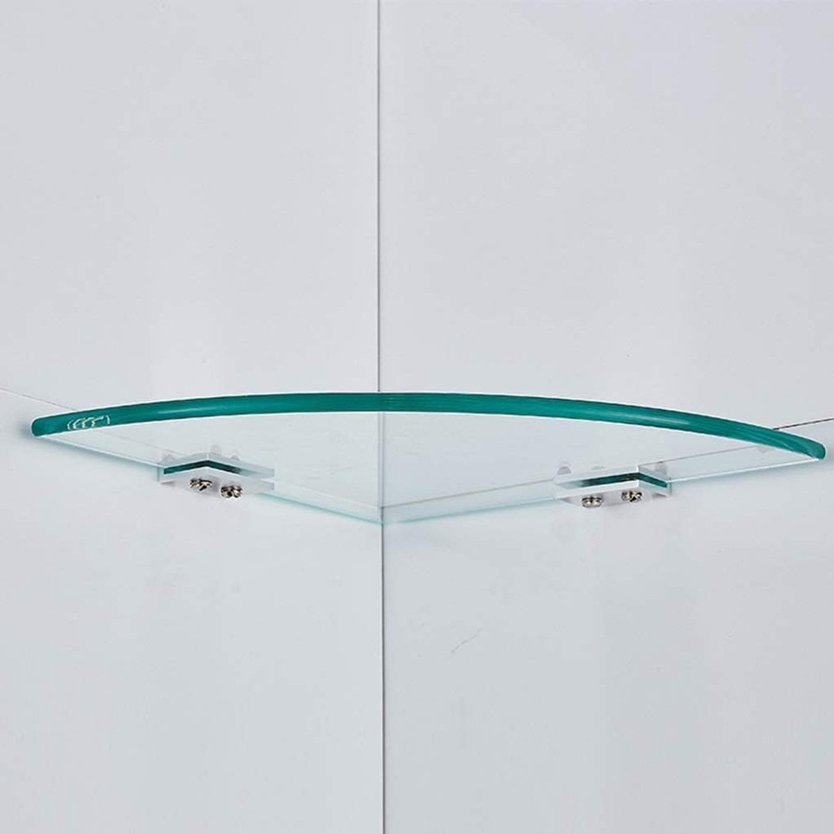 Badkamer plank - Glazen hoekrek - Opslagruimte creëren - Gehard glas - 29x29cm - Zilverkleurig