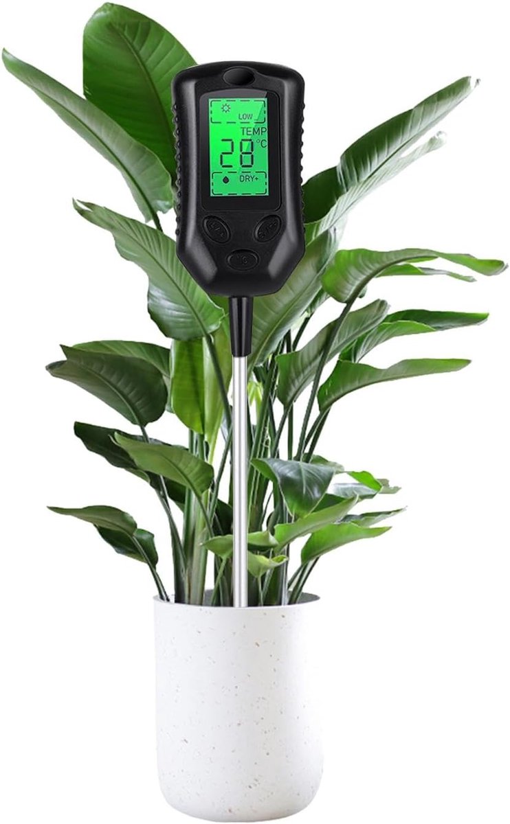 Digitale Bodemtester - PH Vocht Meter - Planten Verzorgen - 4-in-1 Multifunctioneel - 31 x 6.5 cm - Zwart