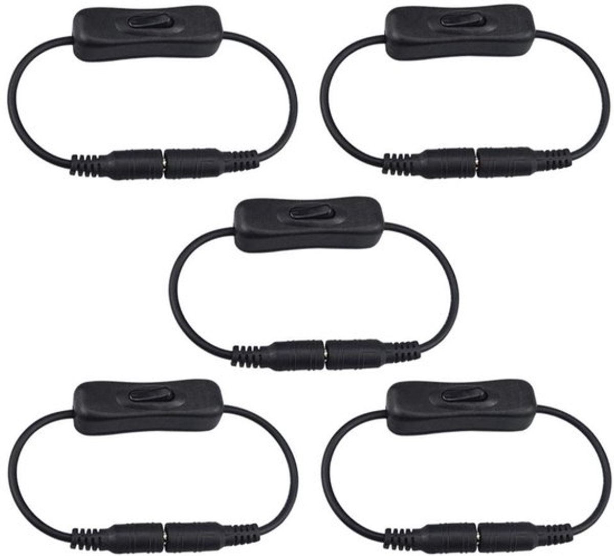Zeynomax - DC Power Inline Cable - 5pcs met On/Off Switch - Zwart - Geschikt voor