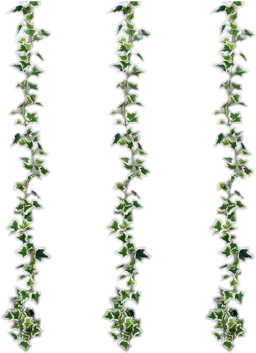 Mica Decorations Kunstplanten Hedera Slinger - 3x - 179 x 11 cm - groen/wit - kunststof - decoratie - bladgroen