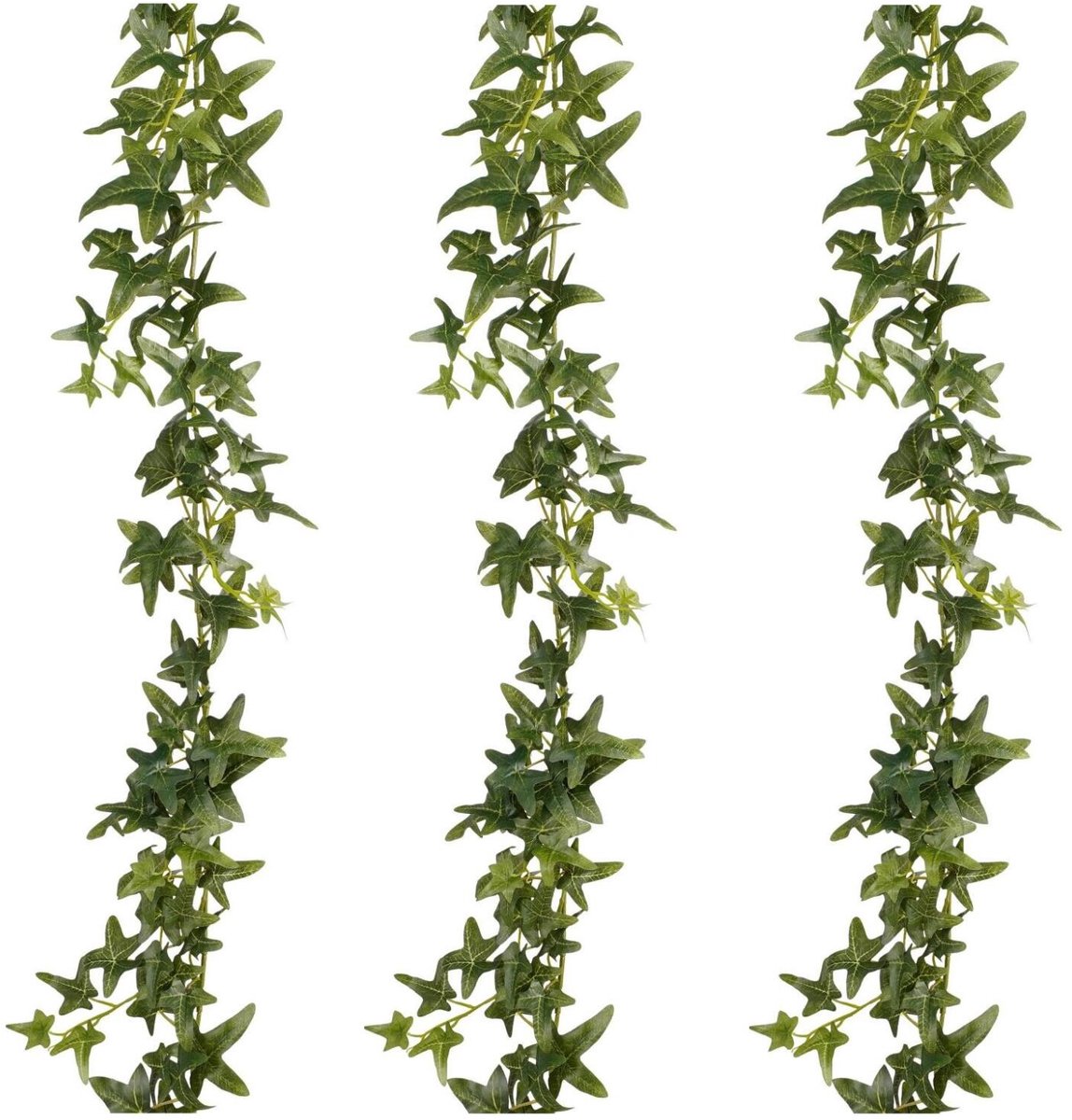 Mica Decorations Kunstplanten Hedera Slinger - 3x - 180 x 12 cm - groen - met grote bladeren - decoratief - bladgroen
