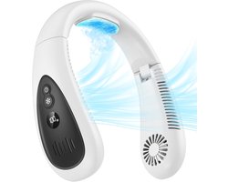 Ventilator - Nekventilator met koelplaat - 360 graden koeling - 5000mAh oplaadbaar - USB - Bladloos en opvouwbaar - Handsfree draagbaar - Wit