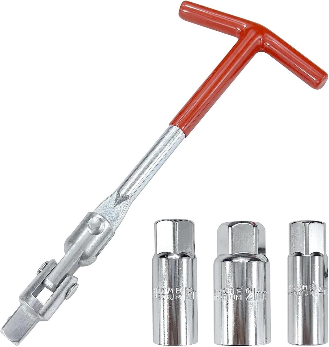 Bougiesleutelset - Gereedschap Set - Motor Onderhoud - Ergonomische Handgreep - 4 Stuks - Zilver