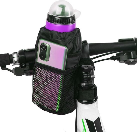 Fietsflessenhouder - Fietshouder bidon - Dranken meenemen - Verstelbaar netvak - 26.5 x 18 x 2 cm - Zwart — afbeelding 5