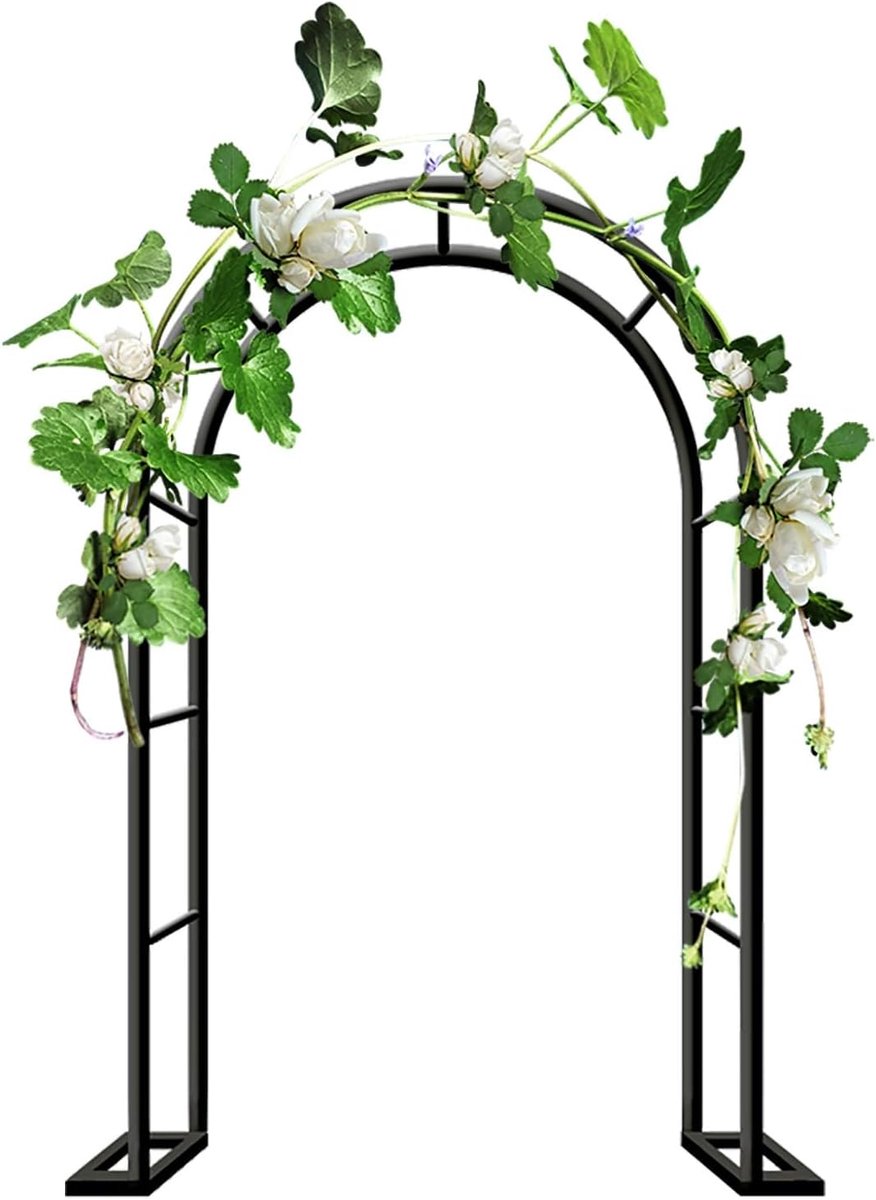 Tuinboog Metaal - Rozenboog Hekwerk - Klimplanten Ondersteunen - Verstelbare Breedte - Tot 350 cm - Zwart