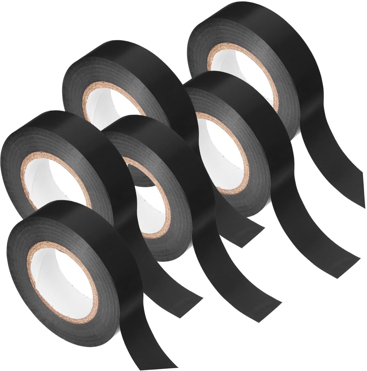 Elektrische Tape - Isolatietape Rollen - Draad Isolatie - Hoge Temperatuur Bestendig - 6 Rollen - Zwart