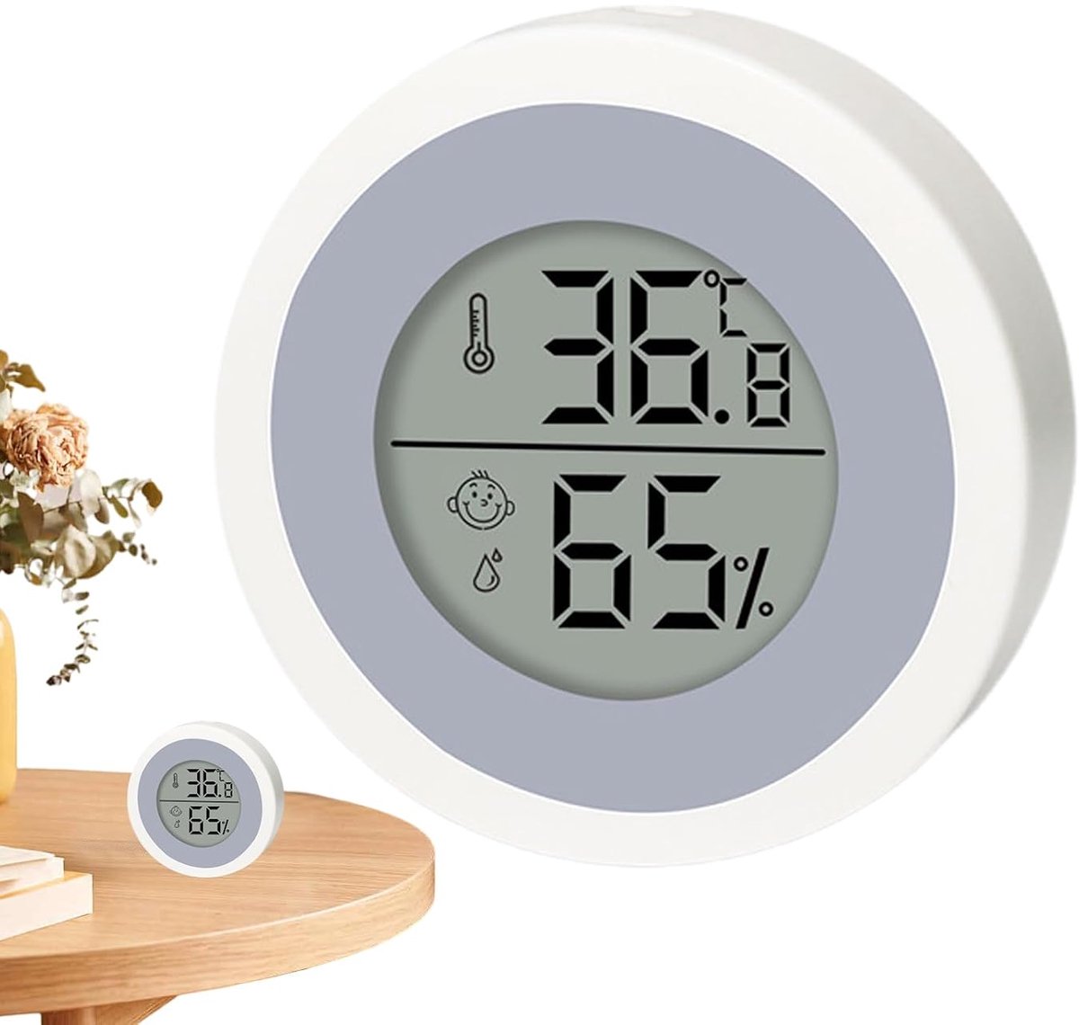 Klimaat Monitor - Luchtkwaliteit Meter - Binnenklimaat Bewaken - Duidelijk LCD Scherm - 4.5 x 4.5 cm - Wit