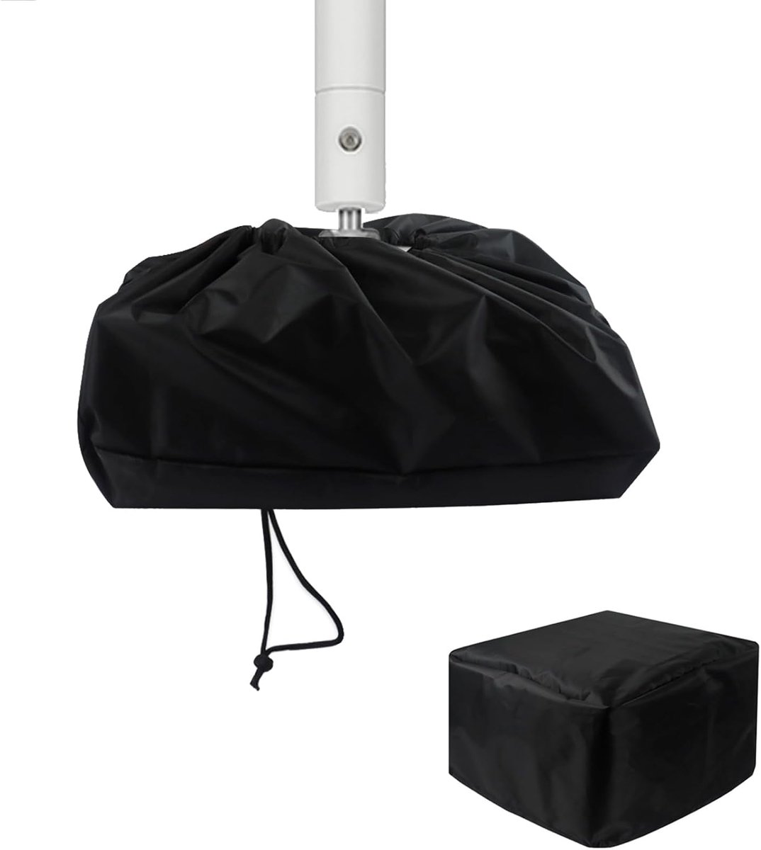 Zwarte trekkoord stofdichte plafondprojector beschermhoes afmetingen 35x35x22 cm, waterafstotend overtrek voor aan het plafond gemonteerde projectoren tegen stof en vuil