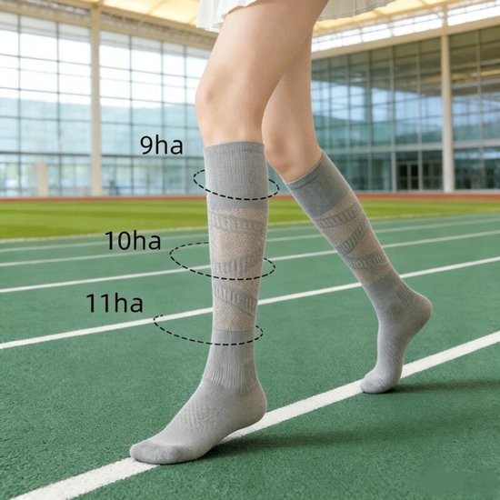 Sportkousen met compressie -Kniekousen - Dames compressiekniekousen - Yogasokken - Badmintonsokken - Ademende sokken met gaas - Ademende, dunne sportkousen van mesh voor tennis, hardlopen, fietsen en de sportschool - 2 paar - wit — afbeelding 2
