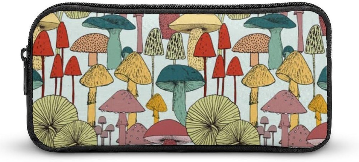Etui Paddenstoel - Pennendoos Opberger - Kantoor School - Dubbele Rits - 22x12x5cm - Stijl