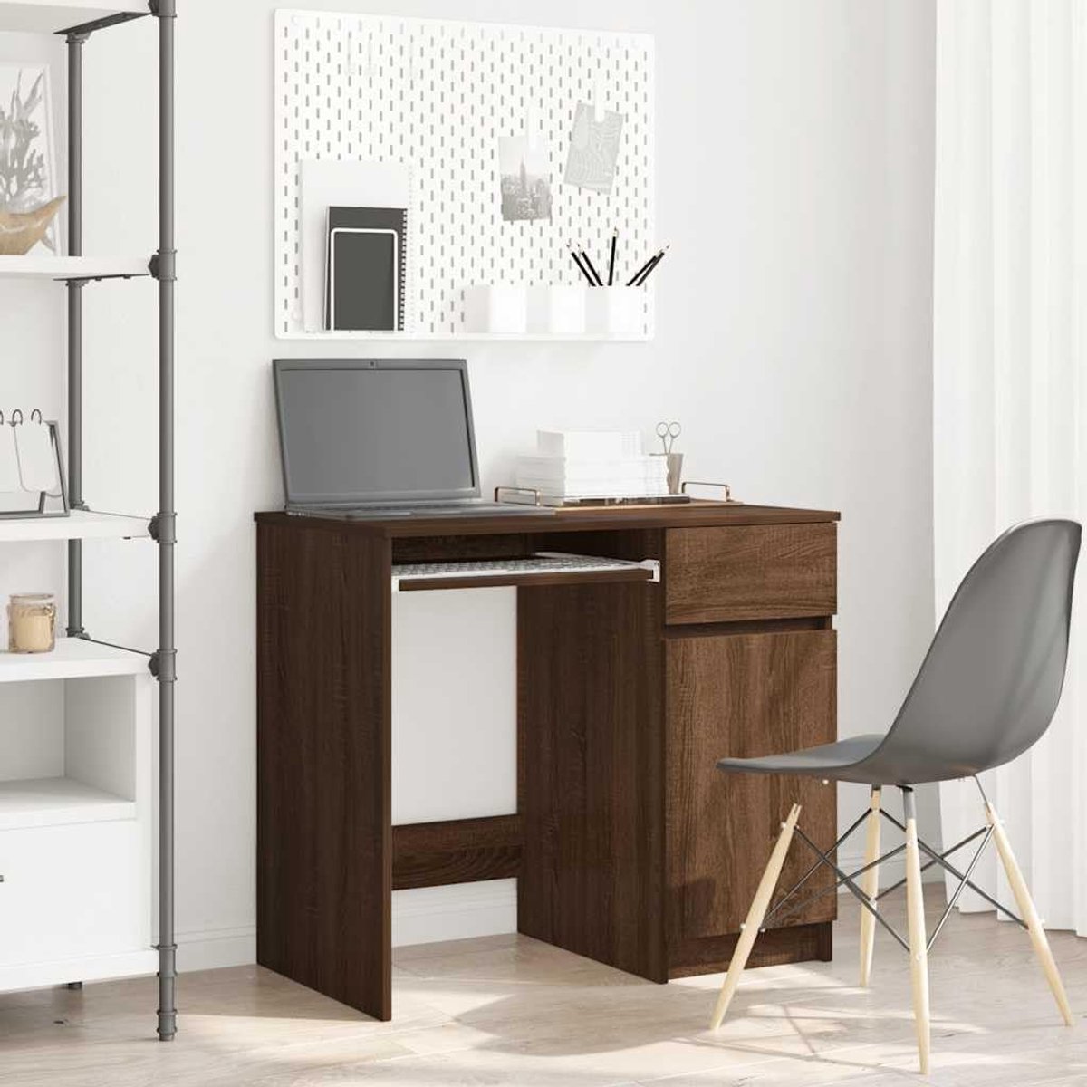 Bureau met Opbergruimte - Werktafel Kast - Thuiswerken Kantoor - Vochtbestendig Oppervlak - 86 x 49 x 76 cm
