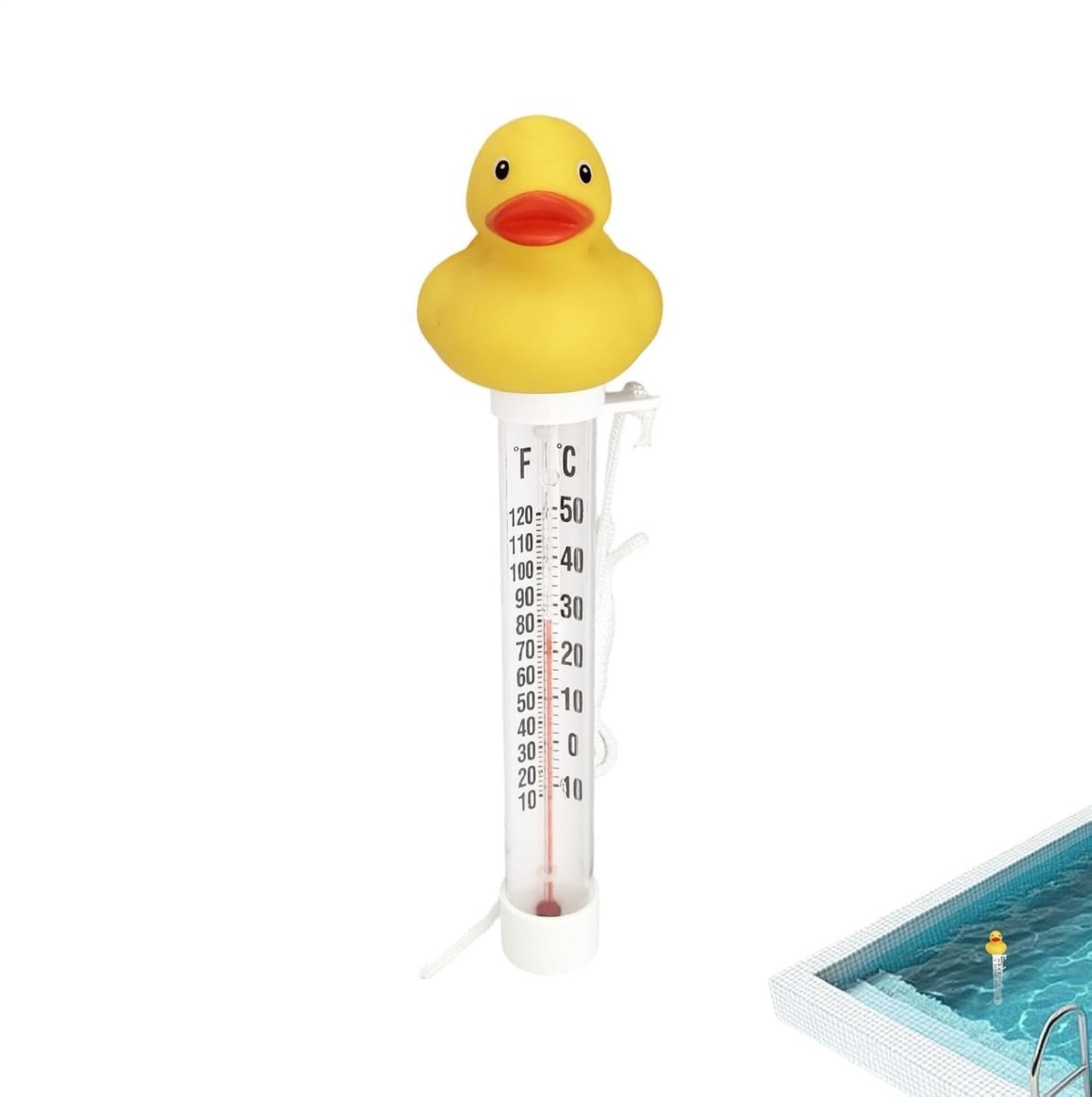 Zwembad Thermometer - Watermeter - Water Temperatuur Meten - Eendvormig Decoratief - 22 cm - Geel