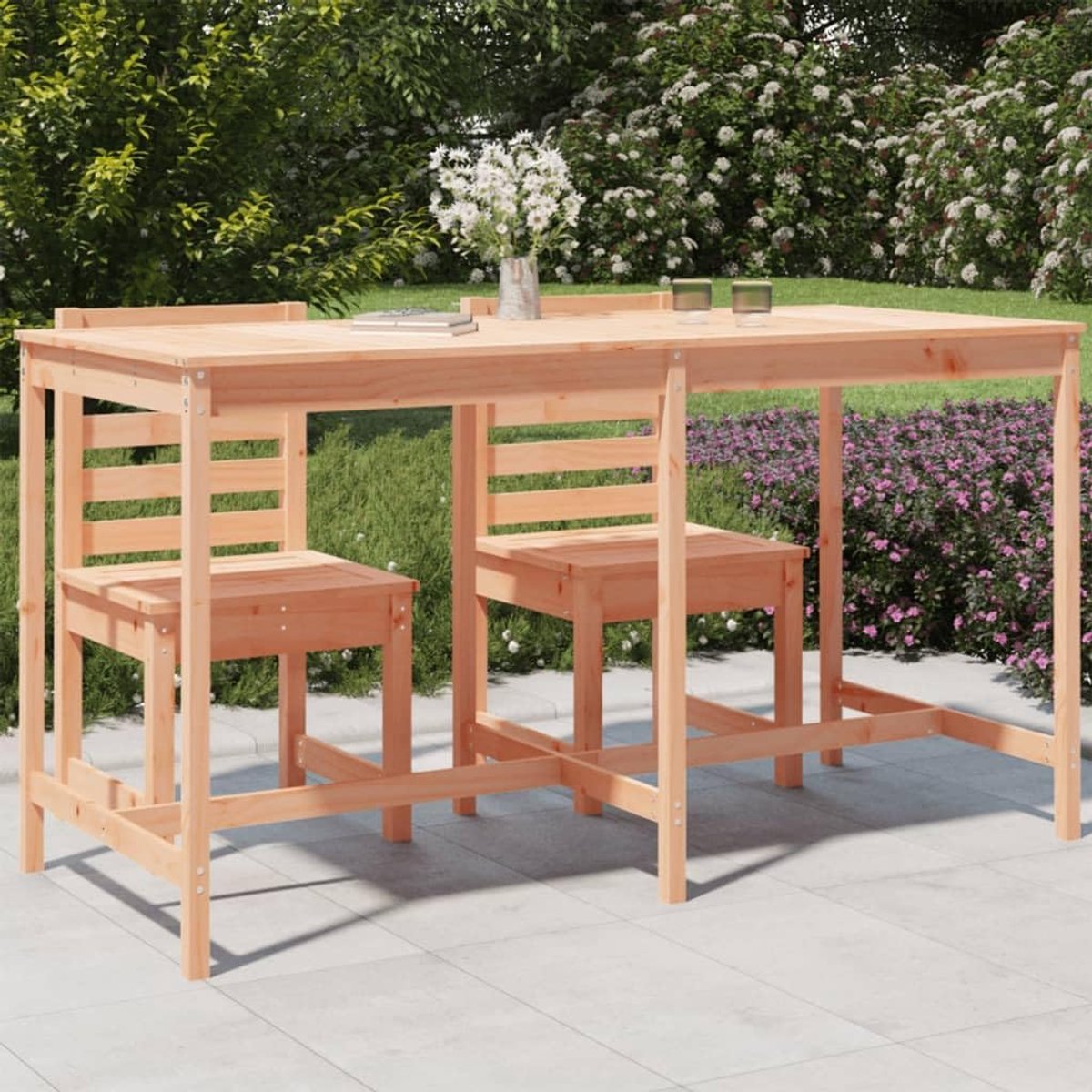 Tuintafel Massief Hout - Lounge Tafel Buiten - Gezellig Buiten Zitten - Duurzaam Douglas Hout - 203x90x110 cm - Bruin