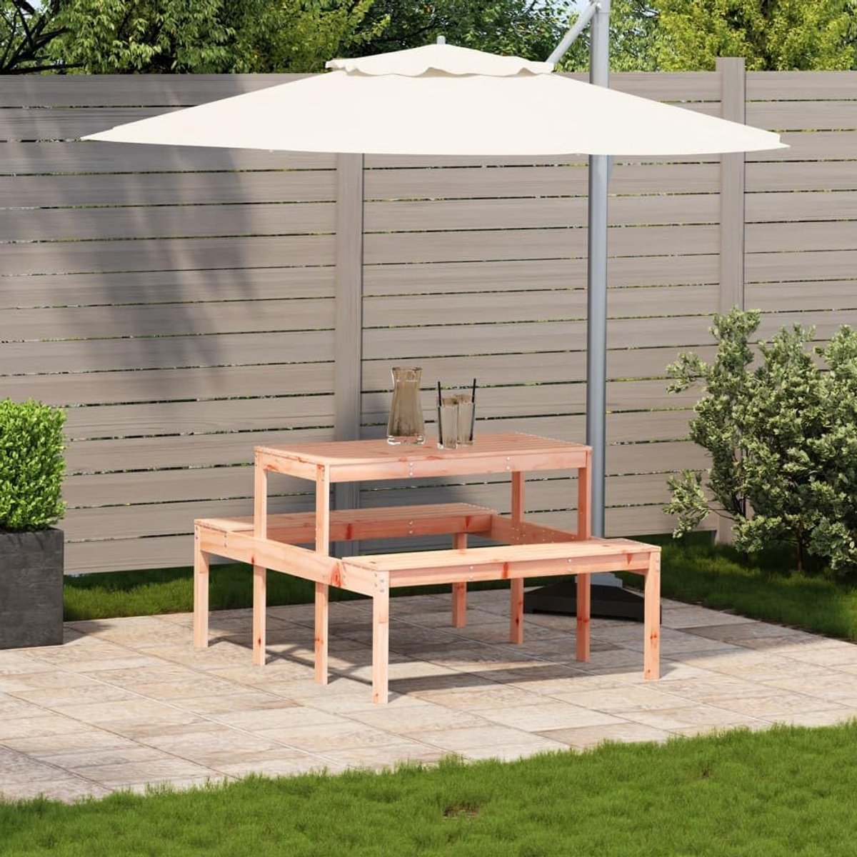 Picknicktafel Buiten - Tuin Tafel Hout - Buiten Eten - Massief Douglas Hout - 110x134x75 cm - Natuurlijk