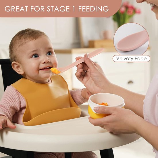 6-Delige Oefenlepel - Baby Lepeltjes - Siliconen Lepels - Trainingslepel - Babyvoedingslepels - Baby-Bijtlepel - Siliconen Van Voedingskwaliteit - Baby Bestek - Zachte Punt - Zacht voor Het Tandvlees - Vaatwasser en Kookbestendig — afbeelding 3