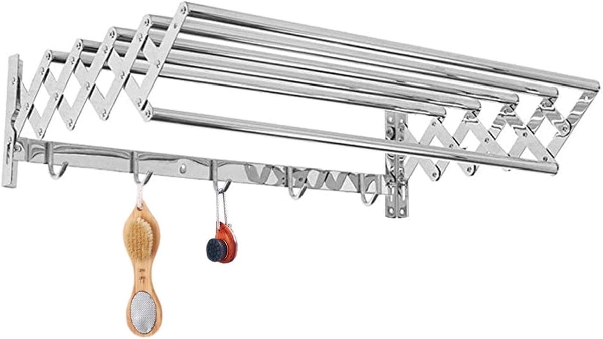 Wandmontage Droogrek - Opvouwbaar Rek - Kleding Drogen - Sterk Draagvermogen - Tot 100cm - Zilver