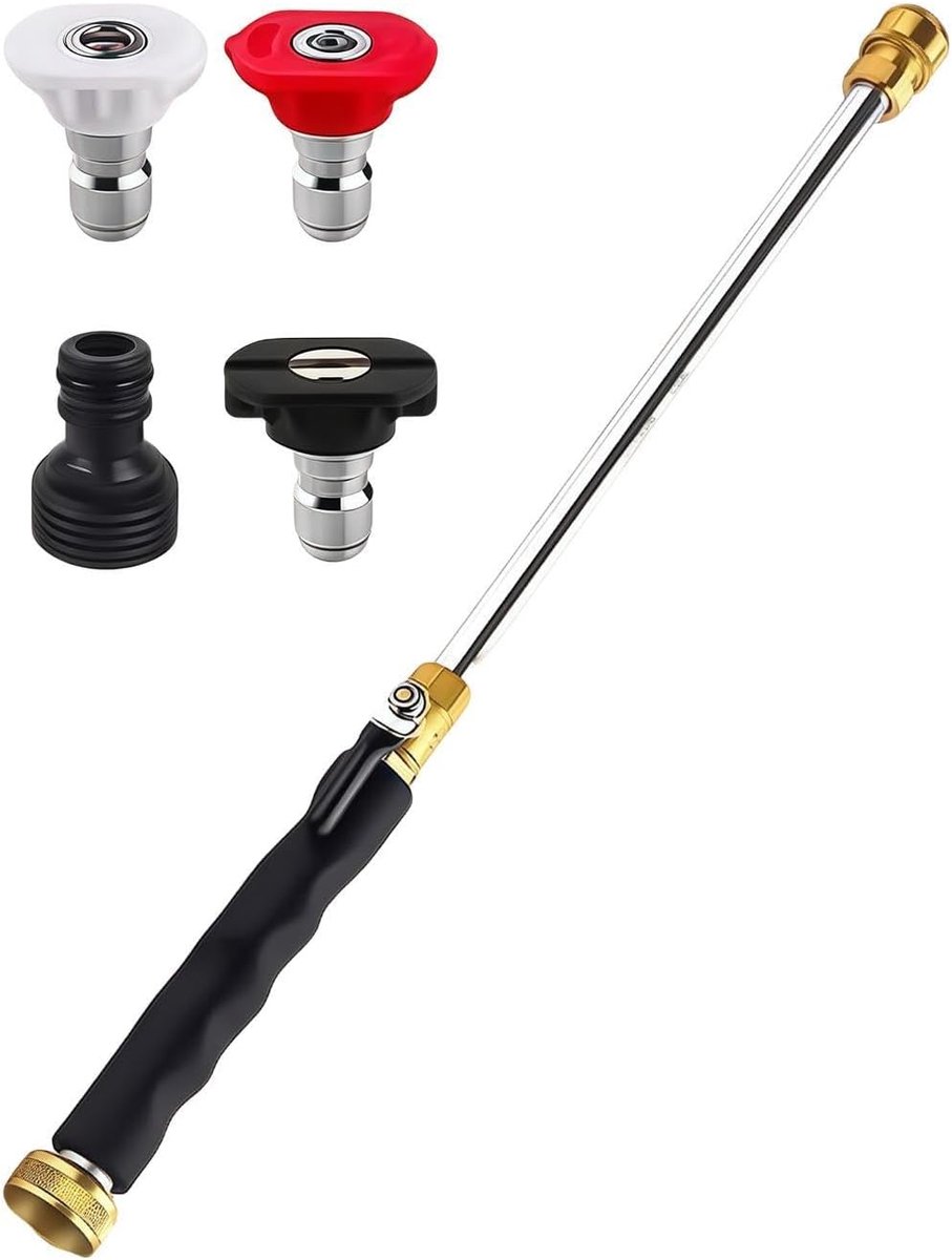 Hogedruk Power Washer - Tuinslang Accessoire - Buiten Reinigen - Drie Sproeistanden - 44 cm Lengte - Zwart