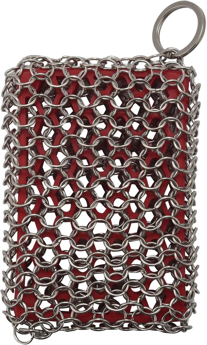 Pan Schoonmaker - Keukenborstel - Grondig Schoonmaken - Roestvrij Staal - 13 x 9 cm - Rood