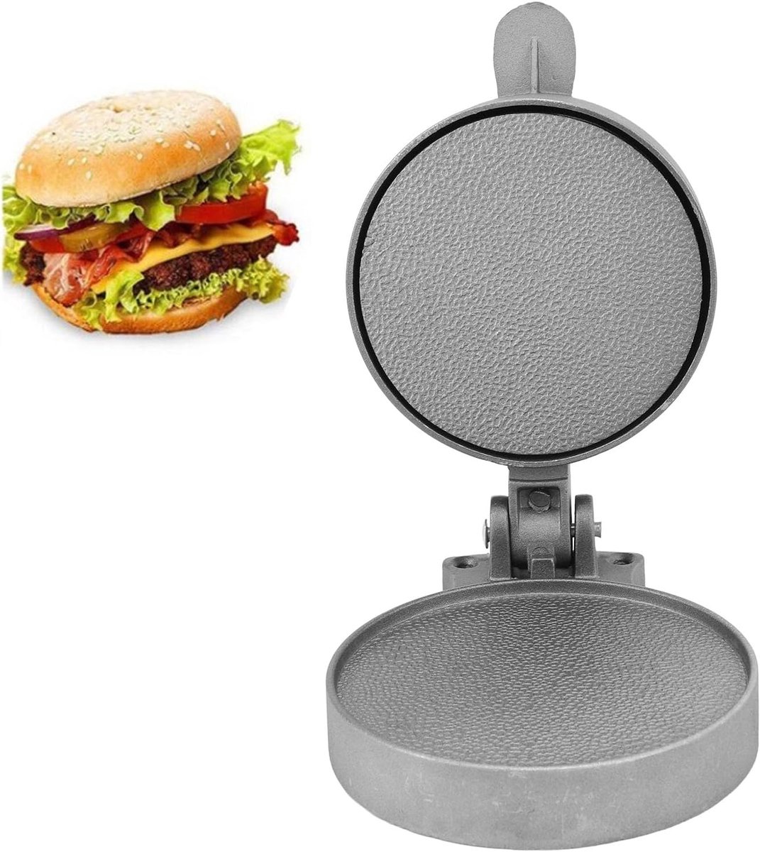 Burger Pers - Patty Maker - Burgers Maken - Verstelbare Dikte - 4.9 Inch Diameter - Zilverkleurig